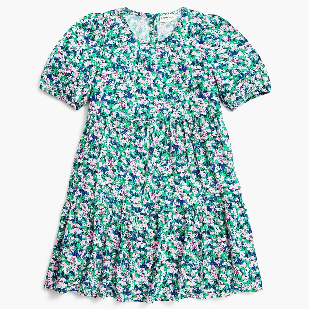 NEW J. CREW CREWCUTS GIRLS FLORAL TIERED RUFFLE DRESS